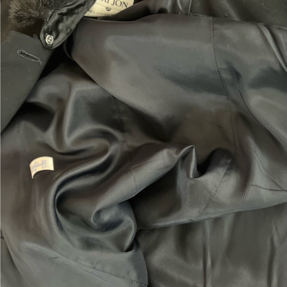 Vintage Saks 5th Ave Teri Jon Lightweight Black Fur Accent Car  Coat 14 - Picture 10 of 14